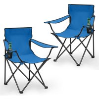 2er Set Campingstuhl Faltbar bis 100 kg Klappstuhl mit Getränkehalter und Tasche, Blau - Sunula von SUNULA