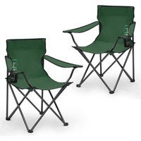 2er Set Campingstuhl Faltbar bis 100 kg Klappstuhl mit Getränkehalter und Tasche, Grün - Sunula von SUNULA