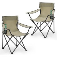 2er Set Campingstuhl Faltbar bis 100 kg Klappstuhl mit Getränkehalter und Tasche, Olive - Sunula von SUNULA