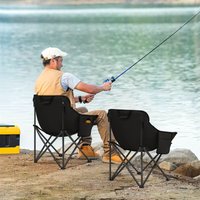SUNULA 2er Set Faltbar Campingstuhl, Kompakter Angelstuhl bis 100kg, Tragbare Strandstuhl Picknickstuhl mit Tragetasche, Schwarz von SUNULA