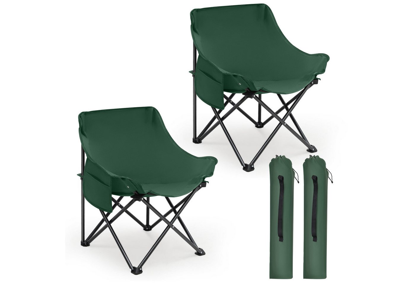 SUNULA Campingstuhl Campingstuhl Faltbar Angelstuhl Klappsessel mit Tragetasche für Garten (2 St), Klappstuhl Gartenstuhl bis zu 100 kg von SUNULA