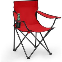 Sunula - 1er Set Campingstuhl Faltbar bis 100 kg Klappstuhl mit Getränkehalter und Tasche, Rot Sunula - 1er Set Campingstuhl Faltbar bis 100 kg Klappstuhl mit Getränkehalter und Tasche, Rot von SUNULA
