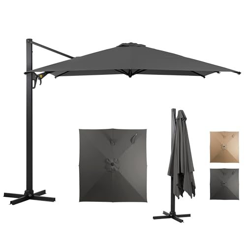 SUNVIVI OUTDOOR Freischwingender Terrassenschirm, quadratisch, für den Außenbereich, versetzter Regenschirm mit 360° Drehung und Neigungsverstellung, Aluminium-Hängeschirm mit lichtbeständigem Stoff SUNVIVI OUTDOOR Freischwingender Terrassenschirm, quadratisch, für den Außenbereich, versetzter Regenschirm mit 360° Drehung und Neigungsverstellung, Aluminium-Hängeschirm mit lichtbeständigem Stoff von SUNVIVI OUTDOOR