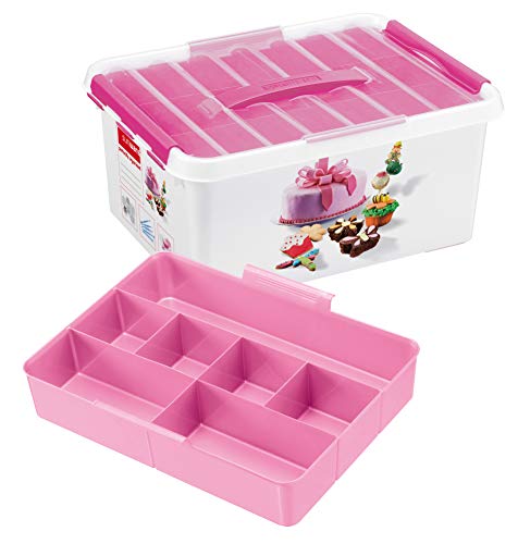 Sunware Q-Line Fun-Baking Decor Box 15 L + 1 Einsatz - weiß/transparent/rosa von Sunware