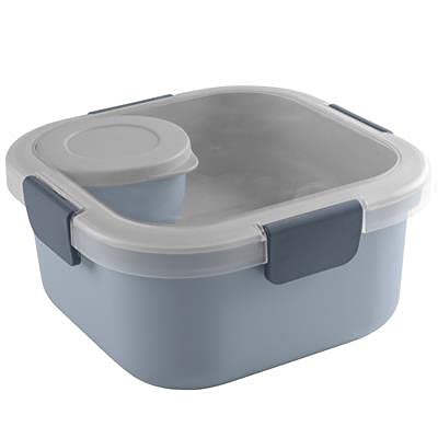 SUNWARE Sigma Home Food to go Lunchpaket - 3-teiliges Paket (Minibox, Tablett, großer Behälter) - 17,7 x 17,7 x 8,7 cm - blaugrau/dunkelblau von Sunware