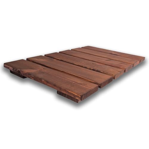 Rutschfeste Duschmatte 60 x 40 cm, aus imprägniertem Kiefernholz, 4 cm dick, Teakbraun Rutschfeste Duschmatte 60 x 40 cm, aus imprägniertem Kiefernholz, 4 cm dick, Teakbraun von SUNWOOD