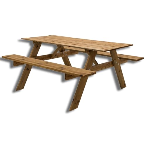 SUNWOOD Picknicktisch aus imprägniertem Holz, 164 x 150 x 77 cm, mit integrierten Bänken, für 6 Personen SUNWOOD Picknicktisch aus imprägniertem Holz, 164 x 150 x 77 cm, mit integrierten Bänken, für 6 Personen von SUNWOOD