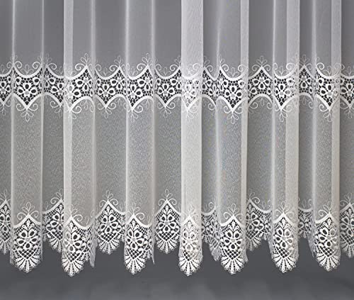 Maßgeschneiderte Dreher Sablé Store Gardine Weimar mit Makrammee Stickerei (Spitze), Gardine nach Maß, Universalband, Kräuselband (110 x 400 cm/HxB) von Sun World