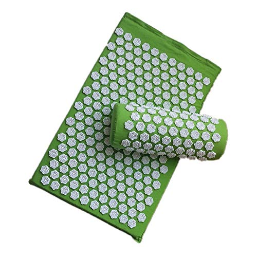 SUNXK Lotus Yoga Massage Mat stachelig Shakti Akupressurmatte for Körper Stress Relief Applicator Kuznetsov Sensi Mat Akupunktur Teppich (Color : Green Set) von SUNXK