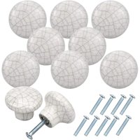 10 Stück Vintage-Keramik-Tür- und Schubladengriffe, 32 mm, weißer Möbelknopf, runde Schubladenknöpfe, Türknöpfe, Möbelgriffe für Schrank, Küche, von SUNXURY