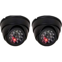 2er-Pack Dummy-Dome-Kamera mit Infrarot-Kamera-Attrappe mit Objektiv und Blinklicht zur Videoüberwachung von SUNXURY