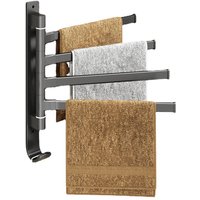 Drehbarer Handtuchhalter fürs Badezimmer ohne Stanzfläche, Aluminium-Aufbewahrungsregal mit Haken, Badetuchhalter, Handtuchstange fürs Badezimmer Drehbarer Handtuchhalter fürs Badezimmer ohne Stanzfläche, Aluminium-Aufbewahrungsregal mit Haken, Badetuchhalter, Handtuchstange fürs Badezimmer von SUNXURY