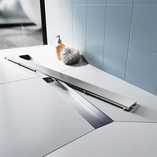 Duschrinne 100cm Edelstahl 360 verstellbar mit Siphon und Haarfilter für Badewanne, Küche und Balkon von SUNXURY