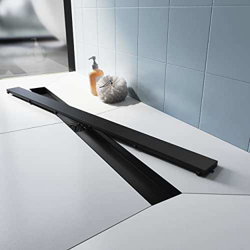 Duschrinne 70cm Edelstahl 360 verstellbar mit Siphon und Haarfilter für Badewanne, Küche und Balkon von SUNXURY