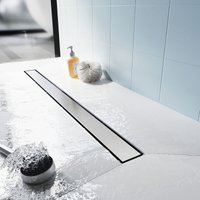 Sunxury - sonni Duschrinne 90 cm extra flach Bodenablauf Edelstahl dusche mit Geruchsstop und Haarsieb 2 in 1 design Doppelseitige Komplettset mit von SUNXURY