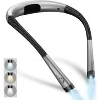 Glocusent Wiederaufladbares Leselicht zum Umhängen, Leselampe fürs Bett, 3 Farben, 6 Helligkeitsstufen, biegbare Arme, lange Akkulaufzeit, perfekt von SUNXURY