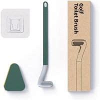 Golf-Toilettenbürste, Silikon-Toilettenbürste, Silikon-Toilettenset mit langem Griff, automatischer Öffnung und auslaufsicherer Basis (Grün mit Basis) von SUNXURY