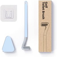Golf-Toilettenbürste, Silikon-Toilettenbürste, Silikon-Toilettenset mit langem Griff, automatischer Öffnung und auslaufsicherer Basis (blau mit Basis) von SUNXURY