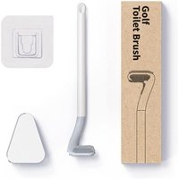 Golf-Toilettenbürste, Silikon-Toilettenbürste, Silikon-Toilettenset mit langem Griff, automatischer Öffnung und auslaufsicherer Basis (weiß mit Basis) von SUNXURY