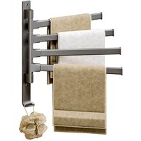 Handtuchhalter mit 4 Armen, drehbar, dickes Space-Aluminium, um 180 Grad drehbar, Handtuchhalter für das Badezimmer, für Zuhause und Hotel Handtuchhalter mit 4 Armen, drehbar, dickes Space-Aluminium, um 180 Grad drehbar, Handtuchhalter für das Badezimmer, für Zuhause und Hotel von SUNXURY