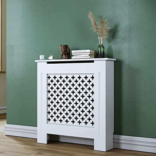 SUNXURY Heizkörper-Abdeckung, Heizkörperverkleidung Holz Weiß 78x19x81.5 cm Klein Modern Heizkörperabdeckung Abdeckung Heizkörper Hülle für Schlafzimmer Wohnzimmer von SUNXURY