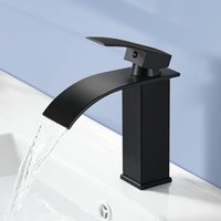 Moderner Wasserfall-Badezimmerhahn, eleganter Design-Waschtischhahn, Mischbatterie aus Messing, Warm- und Kaltwasser verfügbar, Chromhahn G 3/8, von SUNXURY