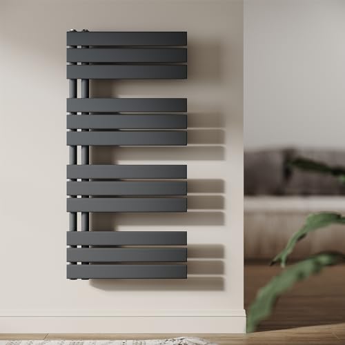 SUNXURY Badheizkörper 1038 x 500mm Handtuchwärmer Anthrazit Panel Handtuchtrockner Handtuch Trockner Handtuchhalter Seitenanschluss Handtuchheizkörper für Badezimmer 978W von SUNXURY