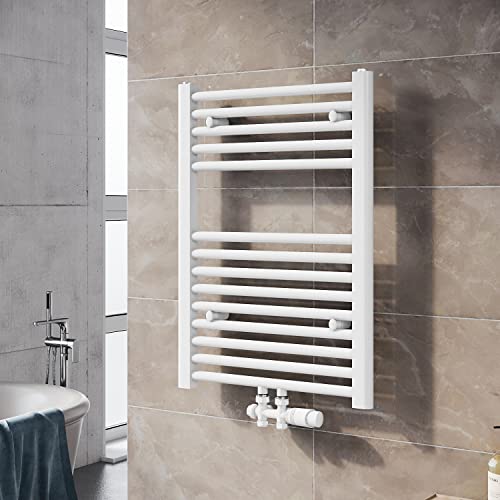 SUNXURY Badheizkörper 500x700 mm Handtuchheizkörper Mittelanschluss Handtuchwärmer Heizkörper für bad 456 Watt, Weiß (RAL 9016) Badheizkörper mit Weiß Multiblock Thermostat von SUNXURY