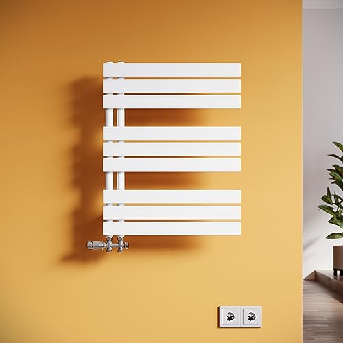 SUNXURY Badheizkörper 762 x 600 mm Handtuchheizkörper Seitenanschluss weiß Handtuchwärmer 781 Watt Heizkörper für bad Badheizkörper mit Chrom Multiblock Thermostat von SUNXURY