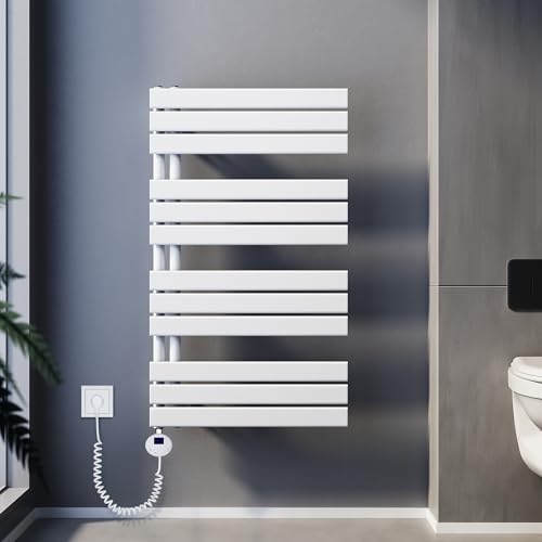 SUNXURY Badheizkörper Elektrisch mit Thermostat 1038x600mm 600 Watt Weiß, Panel Handtuchhalter Elektrisch Flach Handtuchtrokner Handtuchheizkörper mit Heizstab von SUNXURY