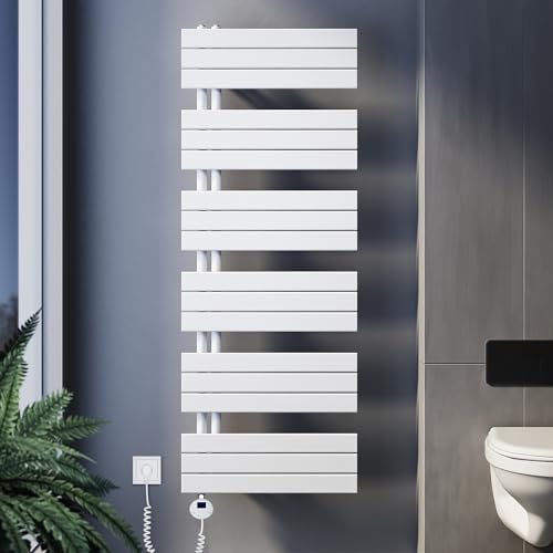 SUNXURY Badheizkörper Elektrisch mit Thermostat 1590x600mm 1000 Watt Weiß, Panel Handtuchhalter Elektrisch Flach Handtuchtrokner Handtuchheizkörper mit Heizstab von SUNXURY