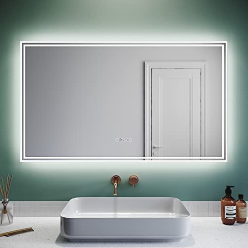 SUNXURY Badspiegel 120x70cm mit Beleuchtung und Uhr beschlagfrei LED Spiegel mit Bluetooth Spiegel mit Touch Badezimmerspiegel Kaltweiße IP44 von SUNXURY