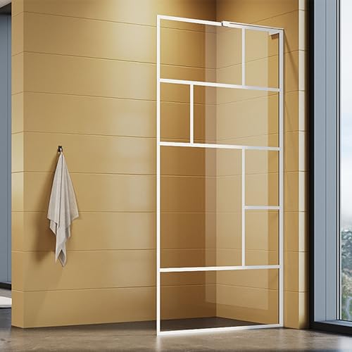SUNXURY Duschwand 90x200cm Walk in Dusche Duschtrennwand Walk-in Duschabtrennung 6mm ESG Nano Glas Weiß Mesh-Design SUNXURY Duschwand 90x200cm Walk in Dusche Duschtrennwand Walk-in Duschabtrennung 6mm ESG Nano Glas Weiß Mesh-Design von SUNXURY