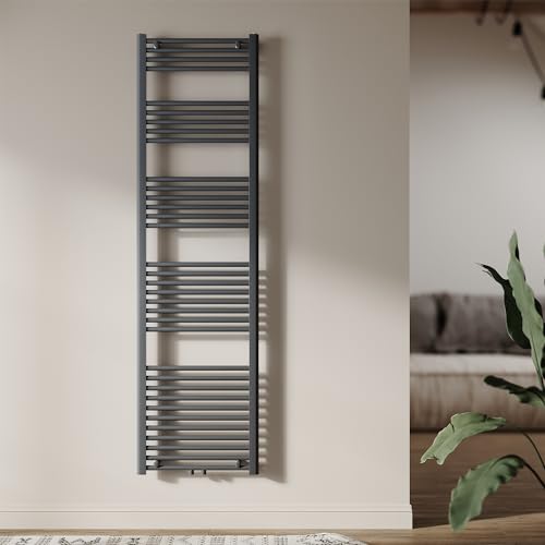 SUNXURY Heizkörper Badheizkörper 1800x500 mm Handtuchheizkörper Mittelanschluss Rundrohr Handtuchwärmer Heizkörper Warmwasser Heizung (741 Watt, Anthrazit) von SUNXURY