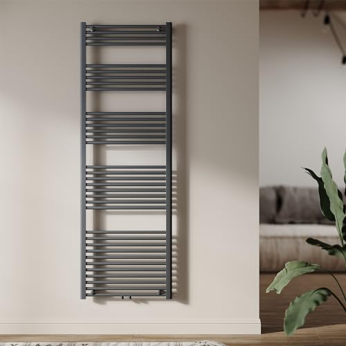 SUNXURY Heizkörper Badheizkörper 1800x600 mm Handtuchheizkörper Mittelanschluss Rundrohr Handtuchwärmer Heizkörper Warmwasser Heizung (821 Watt, Anthrazit) von SUNXURY