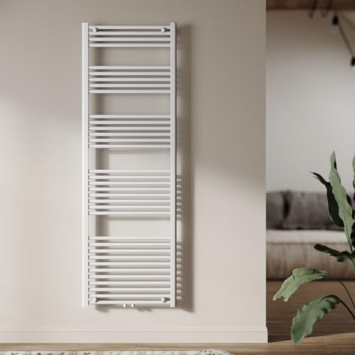SUNXURY Heizkörper Badheizkörper 1800x600 mm Handtuchheizkörper Mittelanschluss Rundrohr Handtuchwärmer Heizkörper Warmwasser Heizung (821 Watt, Weiß) von SUNXURY