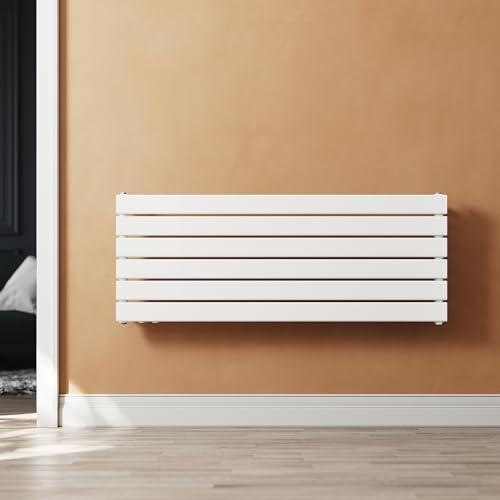 SUNXURY Heizkörper Design Paneelheizkörper 465x1200mm Horizontal Einlagig Heizkoerper Weiß mit Seitenanschluss Warmwasserbereitung von SUNXURY