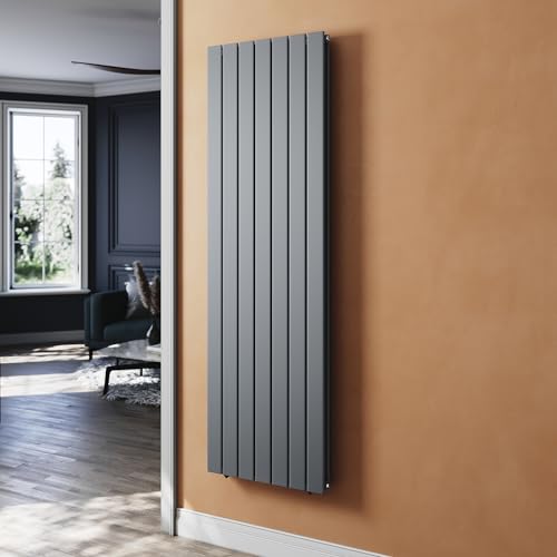 SUNXURY Heizkörper Flachheizkörper Anthrazit 1800 x 542 mm Heizkörper für Badezimmer Vertikal Design Doppellagig Paneelheizkörper Badheizkörper Mittelanschluss von SUNXURY