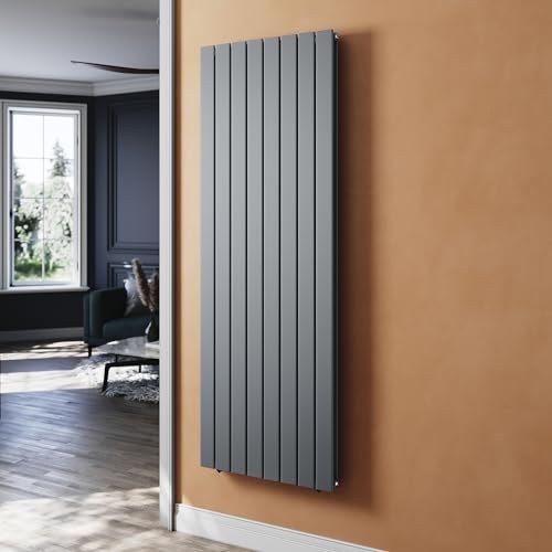 SUNXURY Heizkörper Flachheizkörper Anthrazit 1800 x 619 mm Heizkörper für Badezimmer Vertikal Design Doppellagig Paneelheizkörper Badheizkörper Mittelanschluss Warmwasserheizung von SUNXURY