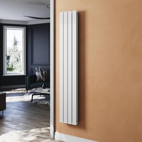 SUNXURY Heizkörper Flachheizkörper Weiß 1800 x 311 mm Heizkörper für Badezimmer Vertikal Design Doppellagig Paneelheizkörper Badheizkörper Mittelanschluss von SUNXURY