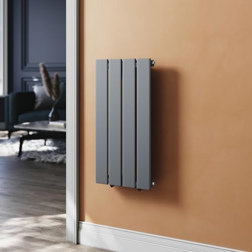 SUNXURY Heizkörper Klein 600x 311 mm Flachheizkörper für Badezimmer Vertikal Paneelheizkörper Badheizkörper Einlagig Mittelanschluss Anthrazit von SUNXURY