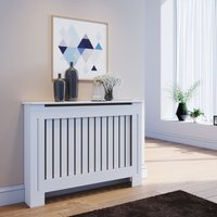 Sunxury - sonni Heizkörperabdeckung Weiß 112cm mittelgroß Heizkörperverkleidung Holz Heizkörper abdeckung Vertikale Gitter von SUNXURY