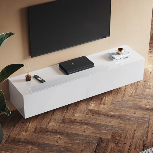 SUNXURY TV Lowboard Hängend TV Board weiß Lowboard Hängend Hochglanz Fernsehtisch B160 x T40 x H30cm SUNXURY TV Lowboard Hängend TV Board weiß Lowboard Hängend Hochglanz Fernsehtisch B160 x T40 x H30cm von SUNXURY