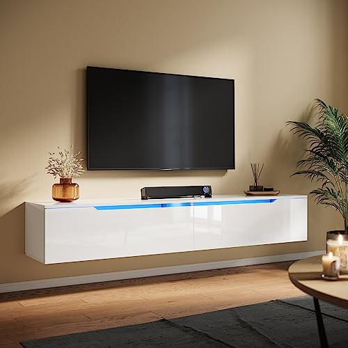 SUNXURY TV Schrank, TV-Ständer Hängend, Fernsehschrank, TV Lowboard mit LED Beleuchtung, TV Möbel Tisch Board Weiss, 180 x 35 x 30 cm Holz SUNXURY TV Schrank, TV-Ständer Hängend, Fernsehschrank, TV Lowboard mit LED Beleuchtung, TV Möbel Tisch Board Weiss, 180 x 35 x 30 cm Holz von SUNXURY