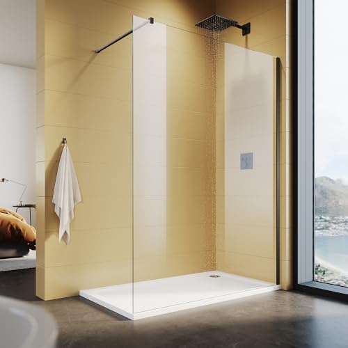 SUNXURY Walk In Duschtrennwand 140x200cm mit Stabilisierungsstange 140cm Walk In Dusche Schwarzer Rahmen Duschcabine Duschabtrennung aus 10mm NANO Glas SUNXURY Walk In Duschtrennwand 140x200cm mit Stabilisierungsstange 140cm Walk In Dusche Schwarzer Rahmen Duschcabine Duschabtrennung aus 10mm NANO Glas von SUNXURY