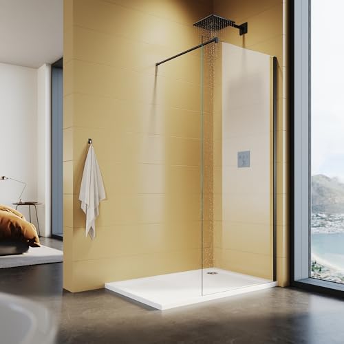 SUNXURY Walk In Duschtrennwand 90x200cm mit Stabilisierungsstange 120cm Walk In Dusche Schwarzer Rahmen Duschcabine Duschabtrennung aus 10mm NANO Glas SUNXURY Walk In Duschtrennwand 90x200cm mit Stabilisierungsstange 120cm Walk In Dusche Schwarzer Rahmen Duschcabine Duschabtrennung aus 10mm NANO Glas von SUNXURY