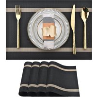 Schwarze Tischsets 4er-Set – Abwaschbare Vinyl-Tischsets, modern, langlebig und leicht zu reinigen – Hitzebeständige Platzsets für den Küchentisch Schwarze Tischsets 4er-Set – Abwaschbare Vinyl-Tischsets, modern, langlebig und leicht zu reinigen – Hitzebeständige Platzsets für den Küchentisch von SUNXURY
