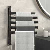 Schwarzer mehrpoliger Handtuchhalter für das Badezimmer, drehbarer Aluminiumbereich (schwarz, 5 Stangen) von SUNXURY
