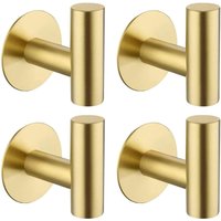 Selbstklebende Handtuchhaken, robuste Wandhaken aus Edelstahl, wasserdichte Duschhandtuchhaken, Kleiderhaken, 4er-Pack, Gold von SUNXURY