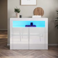 Sideboard Offen Modern mit led Beleuchtung Weiss Hochglanz 110 cm Zwei Schranktüren 1080x400x920 mm - Sonni von SONNI